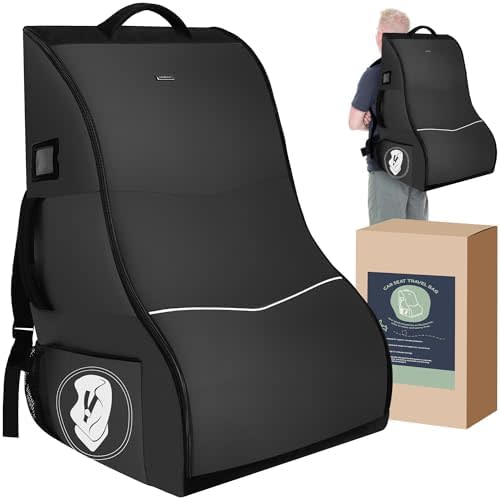 Car Seat Travel Bag for Airplane – Waterproof Heavy Duty Carseat Backpack for Gate Check or Airport Travel – Fits Infant, Convertible & Booster Seats, Black
