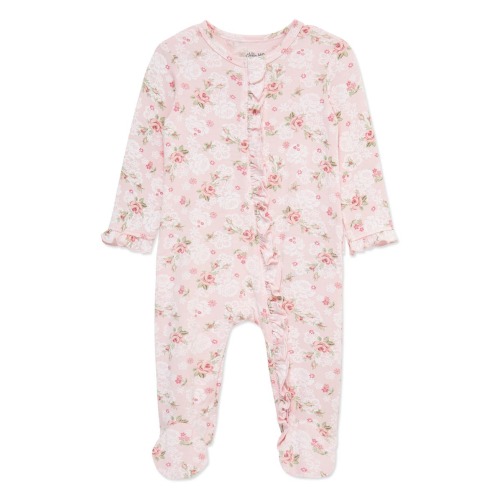 Little Me Floral Ruffle Stretch Viscose Footie | Nordstromrack