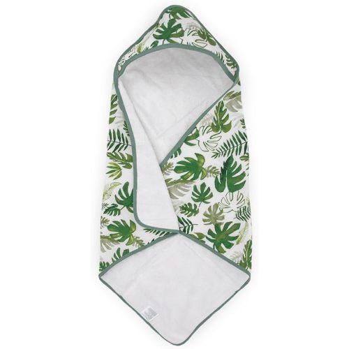 Little Unicorn Premium Muslin & Terry Hooded Towel, 30x30 (Tropical Leaf)