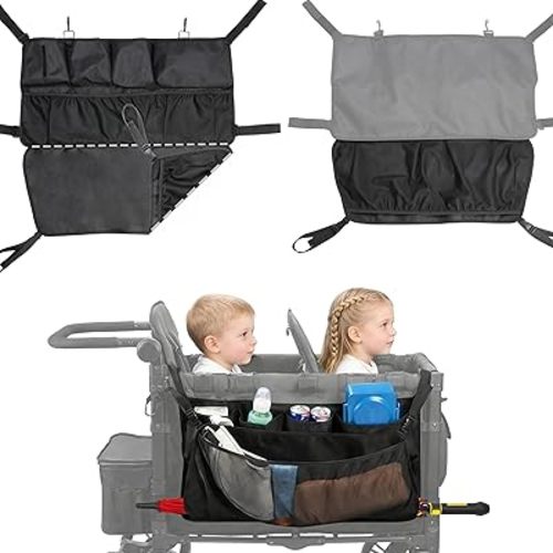 Stroller Wagon Cargo Net and Organizer, Double-Layer with Extra Storage Space, Wagon Accessories with Larger Capacity and Foldable, Compatible with WONDERFOLD Wagon W2 & W4 (1 Pack)
