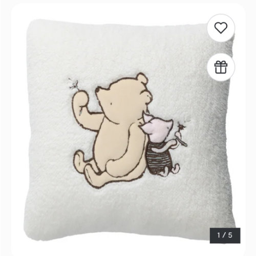 Lambs & Ivy Storytime Pooh Soft Faux Shearling Nursery Throw Pillow - Cream