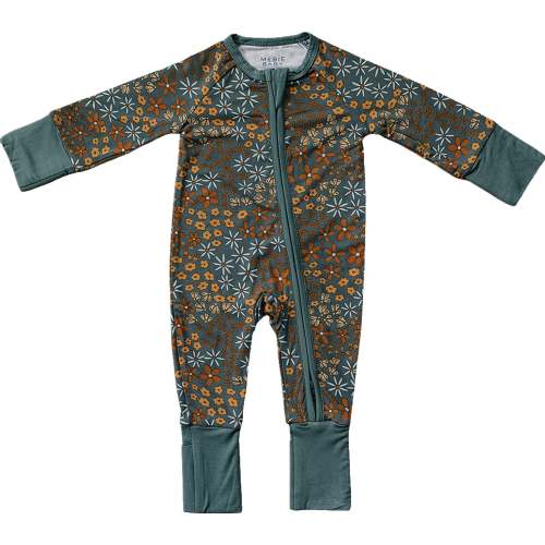 Navy Floral Bamboo Zipper for Babies | Sizes Newborn to 18M – Mebie Baby