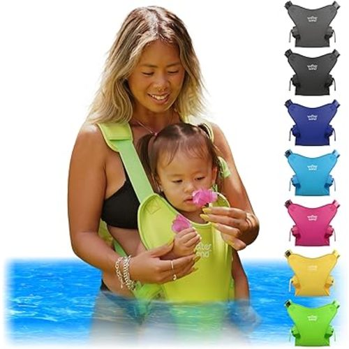 WaterLand Baby Carrier - Innovative Carrier You Can Use Both in Water & Land - Waterproof Infant Chest Holder with Adjustable Straps, Lightweight Toddler Harness for Pool & Beach (KeylimeGreen)