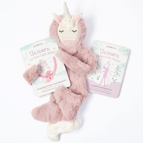 Slumberkins Unicorn Snuggler & 2 Board Books Complete Set | Promotes Authenticity, Confidence & Healthy Fiendships | Social Emotional Learning Toys for Ages 0+ (Unicorn Snuggler Plush + 2 Board Books)