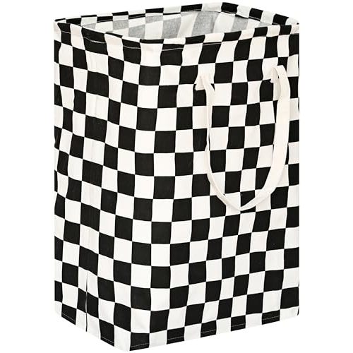 MAIZMZ Checkered Laundry Basket Foldable Kids Hamper Storage Bins Women Waterproof Organizer Toy Box Large Canvas for Home/Dorm/Kitchen/Pet/Office/Closet/Shelf/Living Room Decor Baskets
