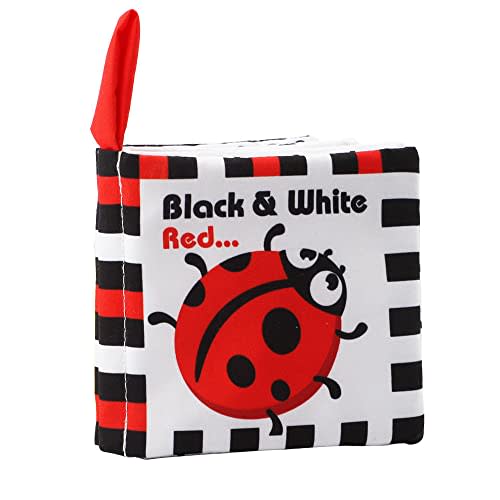 Bebe Mondo High Contrast Baby Book, Newborn Toys 0-3 Months,Black and White Crinkle Books for Babies,Soft Sensory Infant Toys 0-6-12 Months,Stroller Toy for Vision Development,Shower Gift for Boy Girl