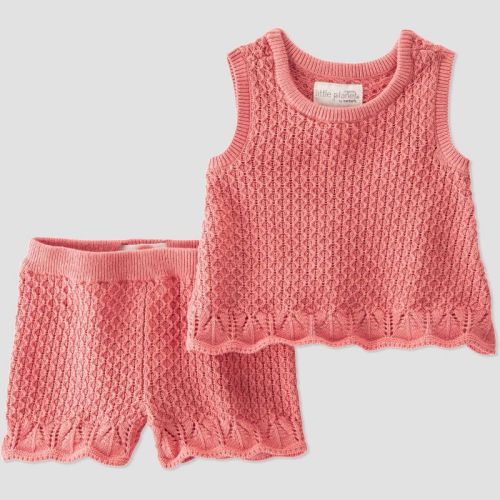 Little Planet by Carter's Baby Girls' Organic 2pc Sweater Knit Set - Pink Newborn