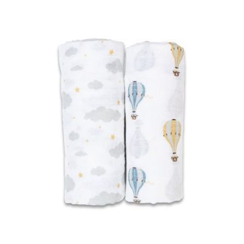 Cotton Swaddle 2 Pack Hot Air Balloons & Clouds