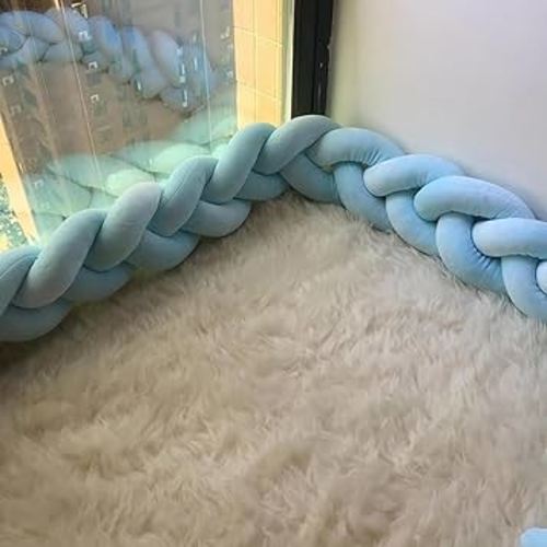 1.5M Cushion Soft Knot Crafted Woven Bed Frame Safety Strip with Extra Thick Crib, Inspired by Fried Dough Twists
