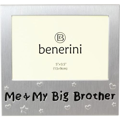 ' Me & My Big Brother ' - Photo Picture Frame Gift - 5X 3.5 - Aluminium Silver Colour Gift for Him