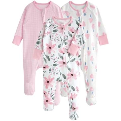 Yoofoss Baby Pajamas 100% Cotton Baby Sleepers for Newborn 0-3 3-6 6-9 Months Boys Girl Clothes 3pcs Footed PJs
