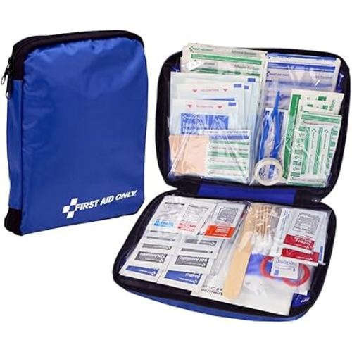 First Aid Only 299 Piece All-Purpose Emergency First Aid Kit for Home, Office, Car, Apartment, Dorm, and Camping, Travel-Friendly Compact Pouch Fits in Backpacks, Suitcases, Cabinets, and Drawers