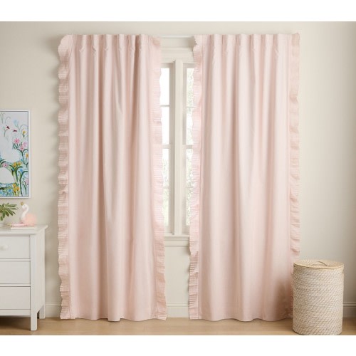 Blush Pleated Ruffle Blackout Curtain