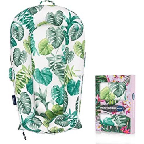 Newborn Lounger Cover for DockATot Deluxe | 100% Cotton Baby Lounger Extra Cover | Hypoallergenic Replacement Cover for DockATot Docks | (Cover only) |for DockATot Deluxe Baby Nest (Tropic Leaves)