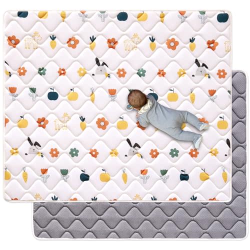 Odorless Premium Foam Baby Play Mat 50" x 50", Soft Microfiber Fabric Crawling Mat for Floor- Comfortable and Hypoallergenic, Non-Slip Cushioned Floor Playpen mat for Infants,Babies,Toddlers