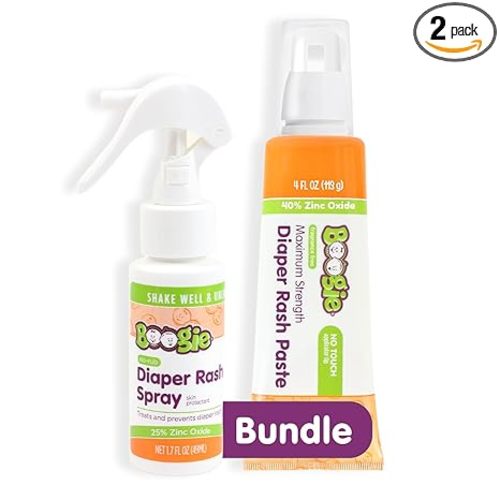 Boogie Maximum Strength Diaper Rash Bundle, Extra Strength Paste in Applicator Tube, 4 oz. + Diaper Rash Cream Spray, 1.7 oz.