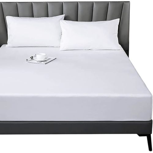 Lirex Fitted Twin Sheet Cotton, 300 Thread Count Soft Breathable, 8-10" Deep Pocket Sheet for Hotel Home,White