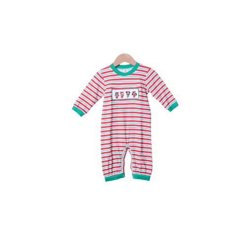 Smocked Mouse Reindeer Friends Striped Romper