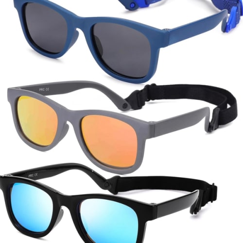 Flexible Polarized Baby Sunglasses with Strap Adjustable for Toddler & Newborn Infant 0-18 Months