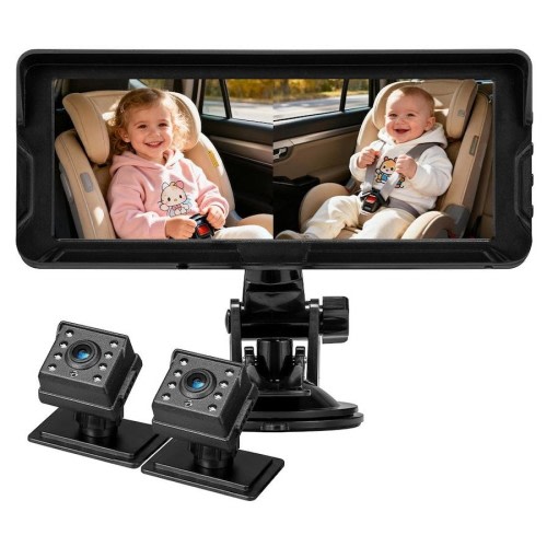 PlayPals Baby Car Camera Monitor 7" HD 1080P 2-Baby 360° Rotation Night Vision