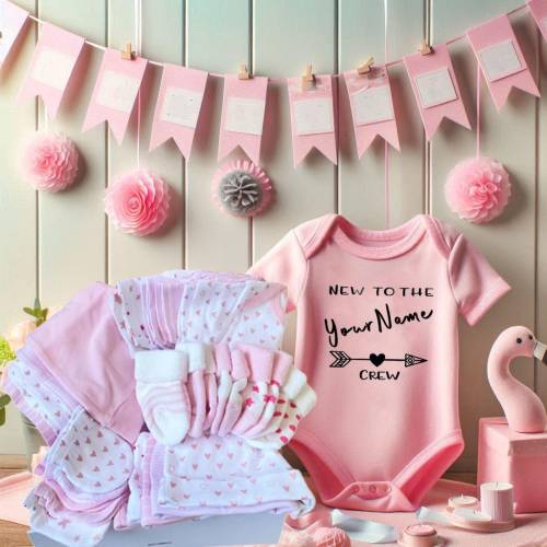 Personalized Baby Girl Gift Box Set, 24 Piece Baby Gift Set, Custom Gift, Baby Shower Gift Box, Newborn Gift, Welcome Baby Gift, Size NB-3M.