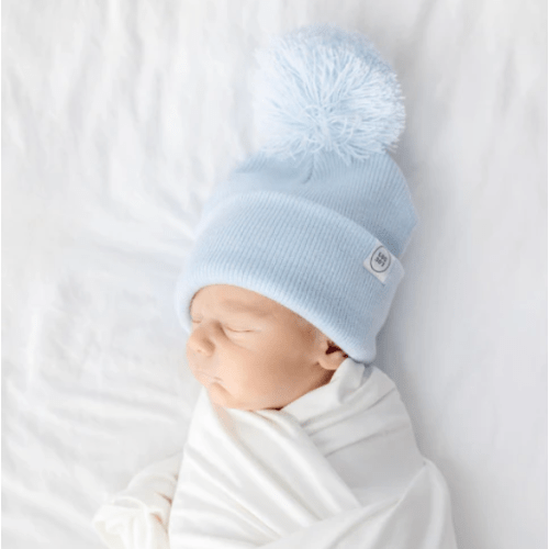 Beanie with Pom - Powder Blue