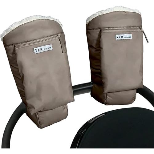 7AM Enfant Stroller Warmmuffs Gloves - Anti-Freeze Stroller Mittens for Handlebars, Water Repellent Hand Warmer Muff for Cold Weather, Plush Lined Stroller Warmmuffs | Winter Stroller Accessories