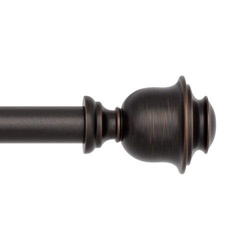 allen + roth Kirby 72-in to 144-in Dark Oil-Rubbed Bronze Steel Single Curtain Rod with Finials