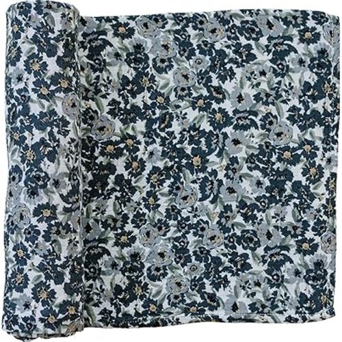 Mebie Baby Liberty Floral Muslin Swaddle, Modern and Neutral Swaddle Blanket for Baby Girl or Boy, Soft Baby Blankets, Newborn Blanket, 0-3 Month, Comfy Wrap, Baby Essentials & Gifts