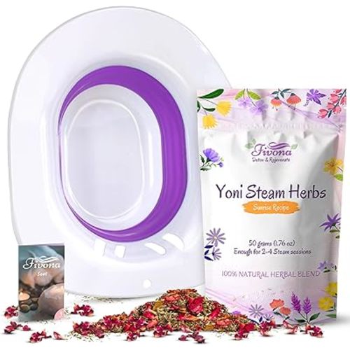 Fivona Yoni Steam Kit 2-in-1 Seat with V Steaming Herbs Sunrise Recipe for Detox, Cleansing, PH Balance and Odor Control