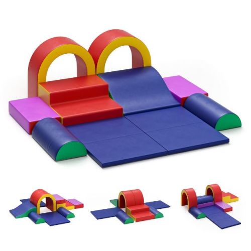 Kinder King Climb and Crawl Activity Play Set, Soft Foam Block for Climbing, Crawling and Sliding, 10-Piece
