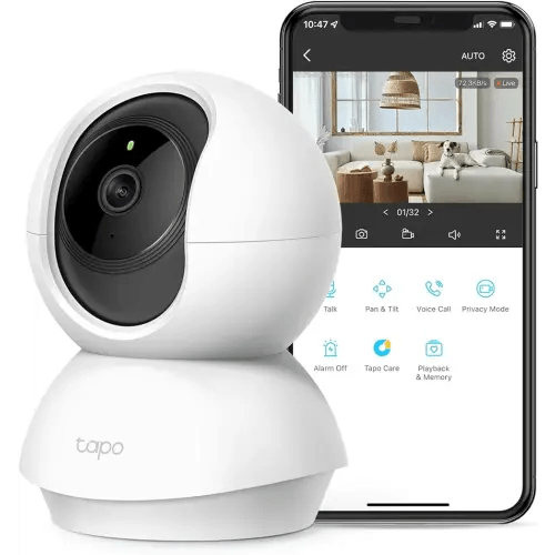 Tapo TP-Link 2K Pan Tilt Security Camera for Baby Monitor, Dog Camera w/Motion Detection, 2-Way Audio Siren, Night Vision, Cloud &SD Card Storage (Up to 256 GB), Works with Alexa & Google Home (C210)