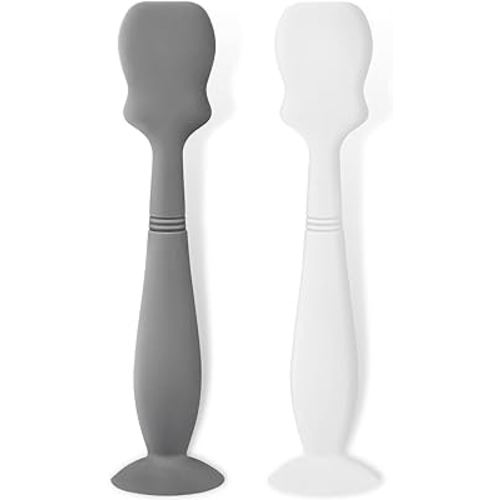 2 Pack Baby Diaper Cream Brush, Diaper Cream Spatula Applicator Silicone Baby Butt Paste Spatula for Babies, Newborn (Gray, White)