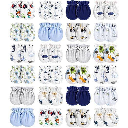 Geyoga 24 Pairs Newborn Baby Mittens No Scratch Mittens Soft Elastic Infant Baby Gloves for 0-6 Months Boy Girl
