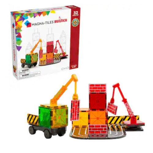 Magna-Tiles - Builder 32-Piece Magnetic Construction Set, The Original Magnetic Building Brand