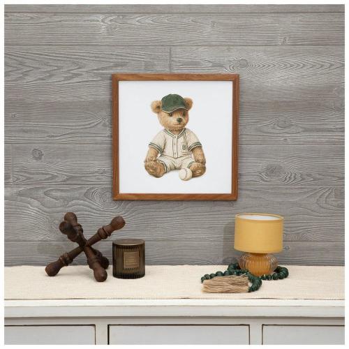 Baseball Teddy Bear Wood Wall Decor