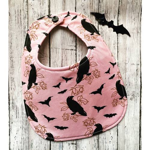 Gothic Raven Crow Bats Baby Bib Spooky Beautiful Monster