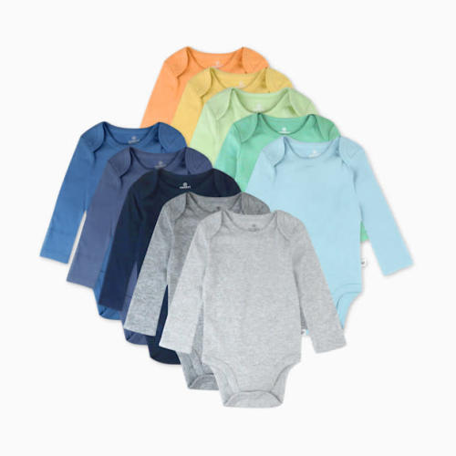 Honest Baby Clothing 10-Pack Organic Cotton Long Sleeve Bodysuits - Rainbow Blues