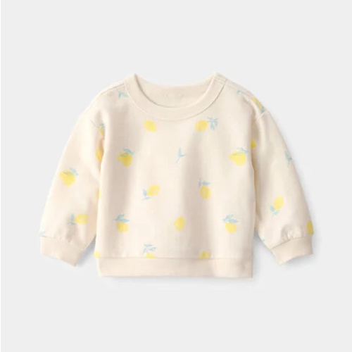 Baby Girl Lemon French Terry Pullover Sweatshirt - Ivory
 | Carter's