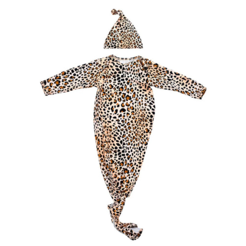 Leopard Knotted Newborn Baby Gown – Milk & Baby