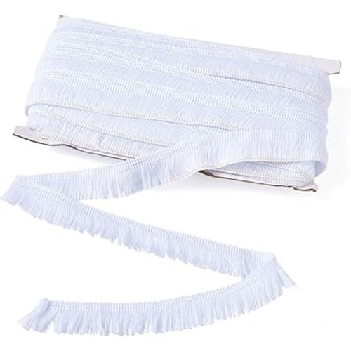 KISSITTY 27 Yards Fringe Trim Tassel 1 Inch Polyester Fibre Lace Ribbon Trim for Sewing Clotheing Home Decors, White