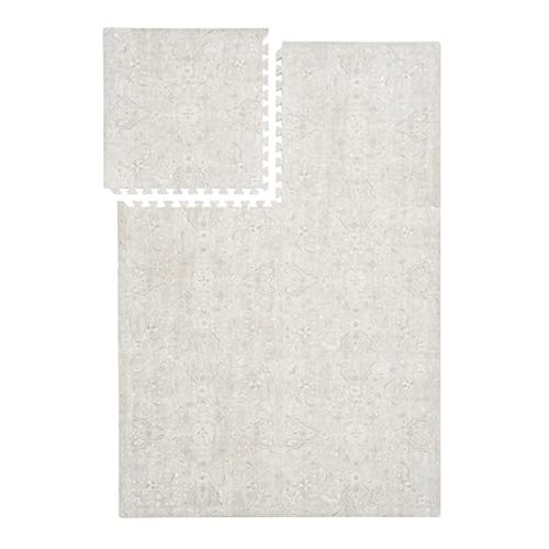 PopsyKosy Premium Baby Floor Play Mat - Thick & Cushioned 0.5 inch Playroom Foam Mat, Non-Toxic Odorless - 6 Tiles - Spacious 6x4 ft. - Stylish & Large, Waterproof for Kids & Toddlers - Pearl Beige