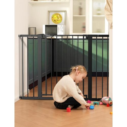 Babelio 36 in Tall Baby Gate for Stairs No Drilling, PressGuard, 29-48" W