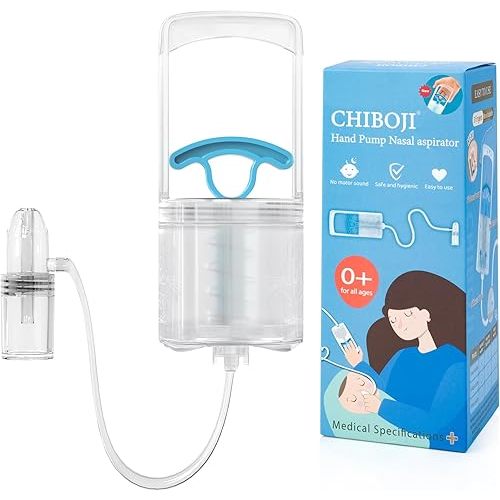 Patented Nasal Aspirator for Baby and Toddler, Hand Pump Nose Sucker with Rounded Non-Invasive Nozzle, Quiet Suction Relieves Congestion and Stuffy Boogers, Safe for Infant, Co-Branded with CHIBOJI