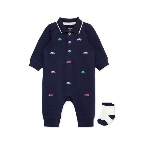 Cars Embroidered Romper & Socks Set, 6 Months