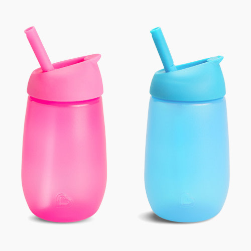Munchkin Simple Clean Straw Cup (2 Pack) - Pink/Blue, 11 Ounce