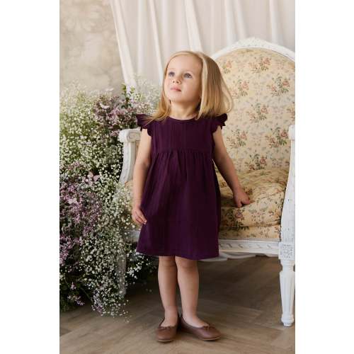 Organic Cotton Muslin Lace Dress - Fig – Jamie Kay USA