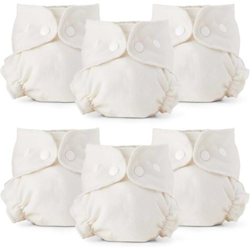 Esembly Cloth Diaper Inner - Organic Cotton Fitted Diaper- Soft, Ultra-Absorbant, Trim-Fitting Layer to Pair with Waterproof Outer for Blowout-Proof Diapering - 6-Pack,Size 2 (18-35lbs)
