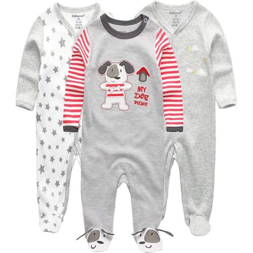 Kiddiezoom Baby and Toddler Boys'Snug Fit Footed One-Piece Romper Jumpsuit Cotton Cotton Footed Outfit