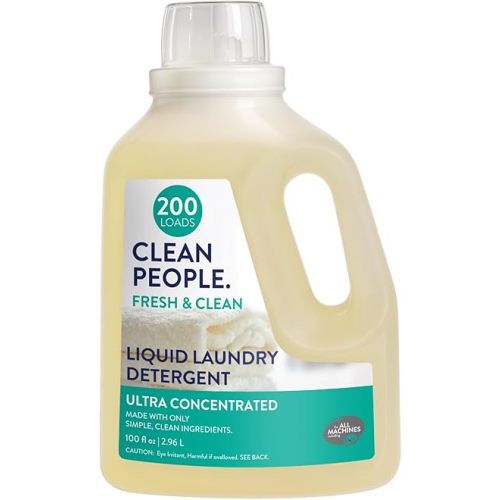The Clean People Liquid Laundry Detergent - Recyclable Packaging, Stain Fighting - Ultra Concentrated, Laundry Soap - Fresh Scent, 200 Loads